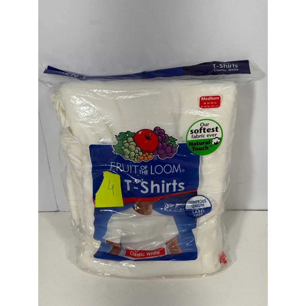 Fruit of the Loom Mens 4 Pack White Crew Neck T-Shirts 5P2727 Medium 2009 VTG
